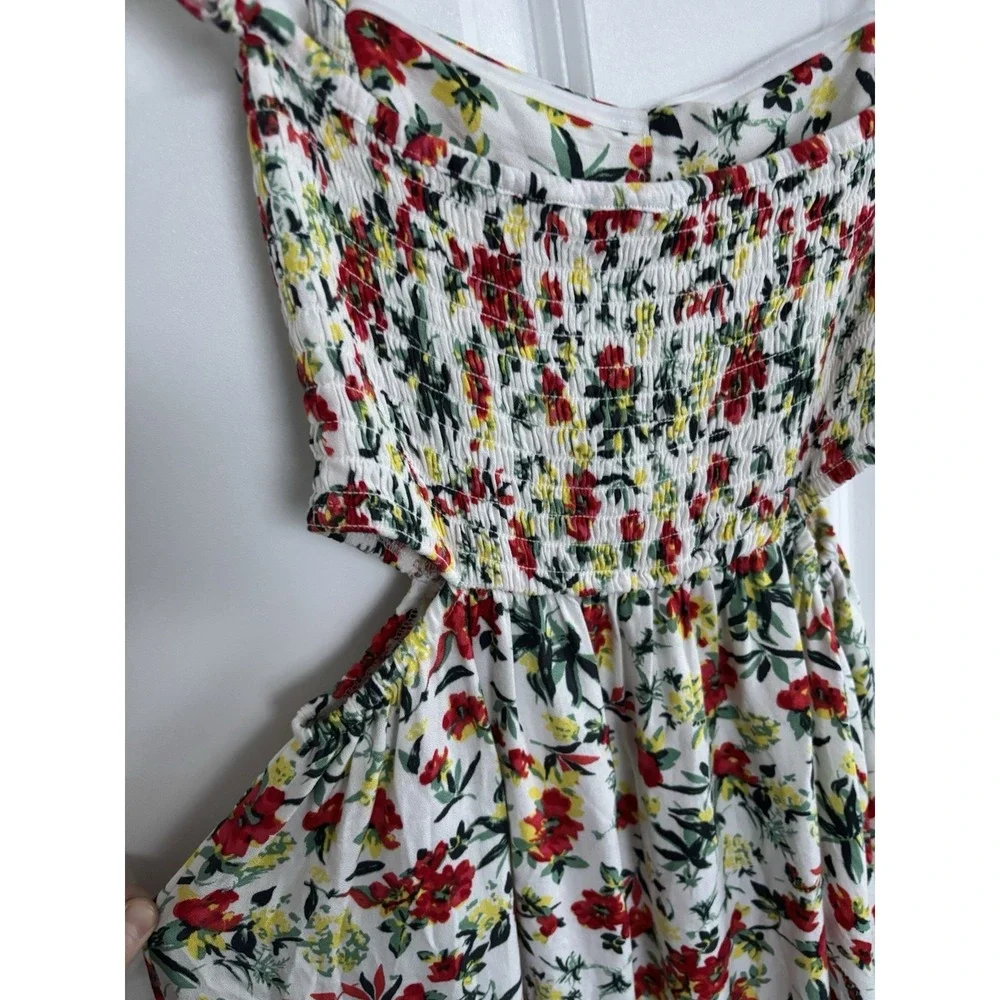 Lulus Lush Off Shoulder Floral Maxi Sundress Button Smocked Cut-Out Size M - Picture 7 of 9